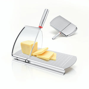 Multifunction Cheese Slicer Cutter Stainless Steel Cheese Slicer Cheese Cutter Board bring Accurate Size Scale for Cutting Cheese Butter Vegetables Sausage