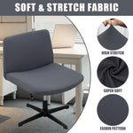 Waterproof Armless Office Chair Cover Swivel Chair Slipcover Stretch Removable Mid Back Wide Chair Protector for Armless Criss Cross Office Desk Chair
