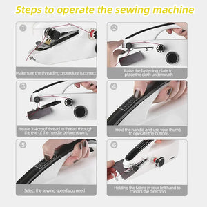 Portable Sewing Machine Mini Electric Hand Sewing Machine Adjustable Handheld Machine Sewing Stitch Tool Set for Clothing Fabrics DIY Home Travel
