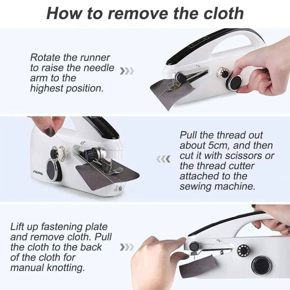Portable Sewing Machine Mini Electric Hand Sewing Machine Adjustable Handheld Machine Sewing Stitch Tool Set for Clothing Fabrics DIY Home Travel