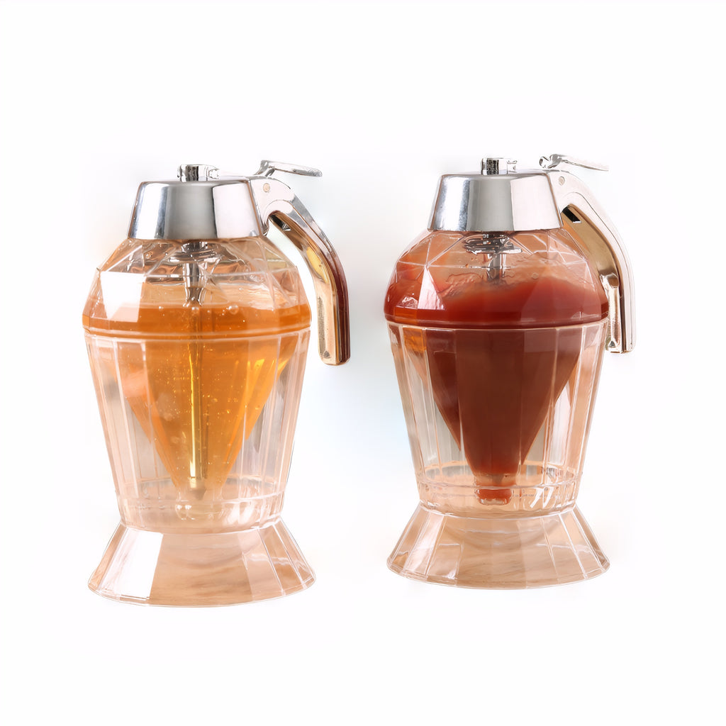 2 pack Honey Dispenser No Drip with Stand Push type Honey Jar Maple Syrup Dispenser with base storage stand for jams jams honey