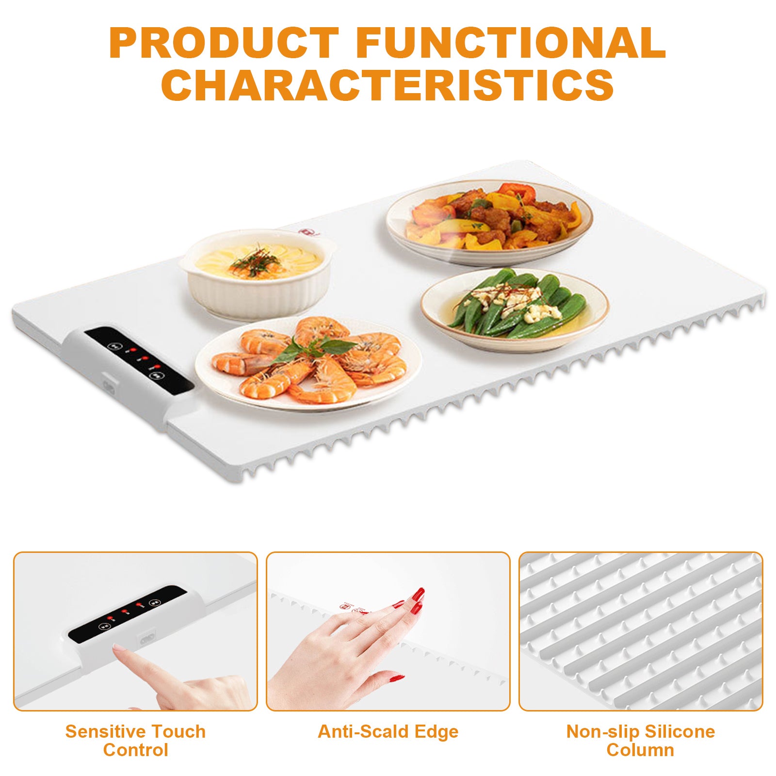 Adjustable Temperature Portable Electric Heating Silicone Tray Foldable Food Incubator Suitable For Family Buffets, Restaurants, Parties