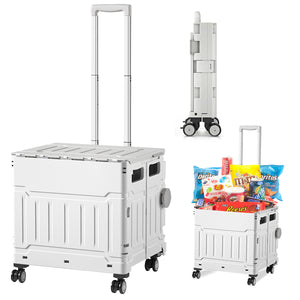 Shopping Trolley Foldable Foldable Portable Multi-Purpose Trolley Folding Trolley Suitcase with Cover Wear-Resistant Silent with 360° Rotating Wheels for Classroom Supermarket Travel Office