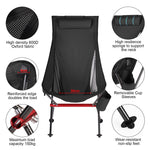 Outdoor Camping Chair with High Back Full Aluminum Alloy Chair Portable Foldable Chair Folding Chair with Carry Bag and Side Pockets for Outdoor Fishing Hiking Picnic