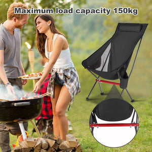 Outdoor Camping Chair with High Back Full Aluminum Alloy Chair Portable Foldable Chair Folding Chair with Carry Bag and Side Pockets for Outdoor Fishing Hiking Picnic