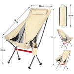 Outdoor Camping Chair with High Back Full Aluminum Alloy Chair Portable Foldable Chair Folding Chair with Carry Bag and Side Pockets for Outdoor Fishing Hiking Picnic