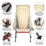 Outdoor Camping Chair with High Back Full Aluminum Alloy Chair Portable Foldable Chair Folding Chair with Carry Bag and Side Pockets for Outdoor Fishing Hiking Picnic