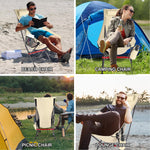 Outdoor Camping Chair with High Back Full Aluminum Alloy Chair Portable Foldable Chair Folding Chair with Carry Bag and Side Pockets for Outdoor Fishing Hiking Picnic