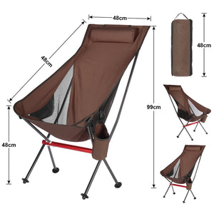 Outdoor Camping Chair with High Back Full Aluminum Alloy Chair Portable Foldable Chair Folding Chair with Carry Bag and Side Pockets for Outdoor Fishing Hiking Picnic