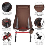 Outdoor Camping Chair with High Back Full Aluminum Alloy Chair Portable Foldable Chair Folding Chair with Carry Bag and Side Pockets for Outdoor Fishing Hiking Picnic