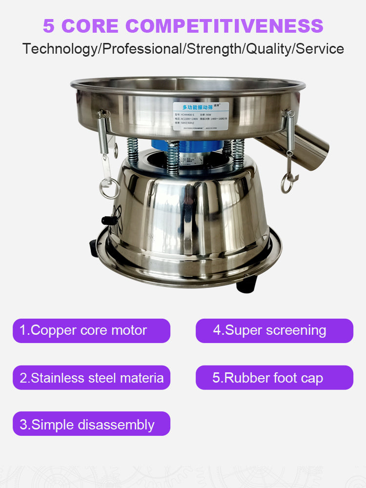 90W Electric Automatic Flour Sifter Shaker Vibrating Sieve Machine for Granule Powder Grain 1680 r/min