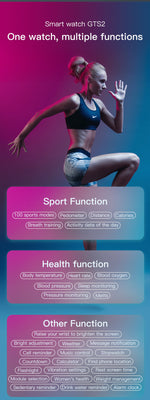 GTS2 1.69'' Waterproof Smart Watch Health monitor with 16 Sport Modes Music Control 45 Days Long Standby