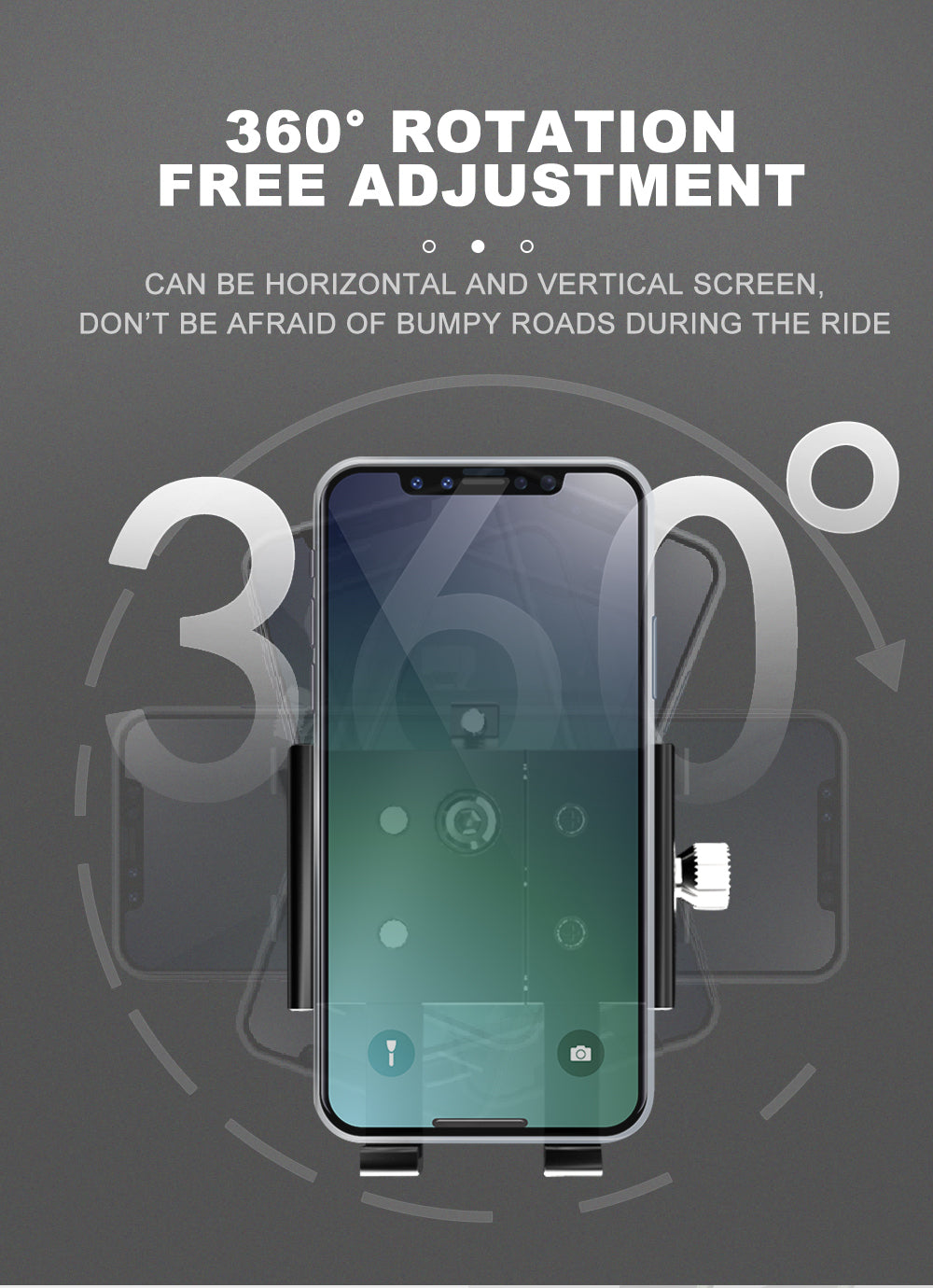 Bicycle Phone Mount with 360° Adjustable Free Rotation Anti-Shake for Motorcycle Scooter Mountain Bike Phone Holder