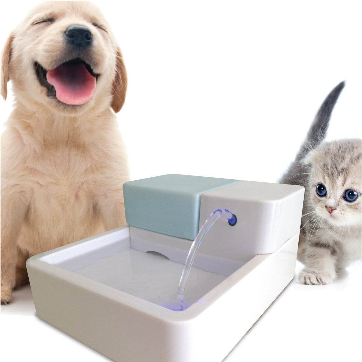 1.8L LED + UV Sterilization Automatic Pet Water Fountain 12V Pet Water Dispenser Drinking Filter Bowl for Dogs Cats