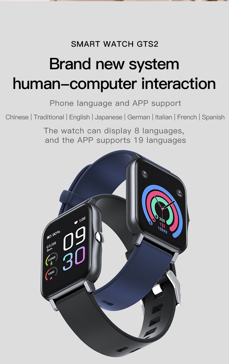 GTS2 1.69'' Waterproof Smart Watch Health monitor with 16 Sport Modes Music Control 45 Days Long Standby