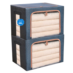2Pack Clothes Storage Bags Large Capacity Foldable Organizer Dust-Proof and Moisture-Proof for Comforters Blankets Bedding, 24/66L