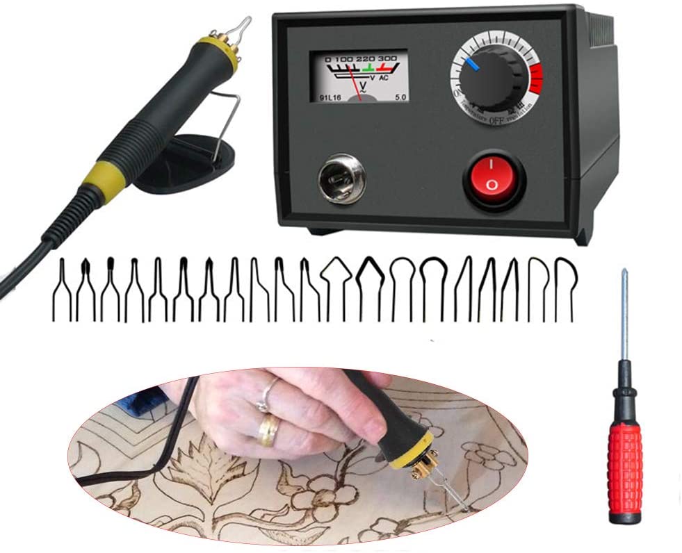 110V 30W Wood Burning Kit Multifunction Pyrography Machine Pointer Display Temperature Control Wooden Crafts Set