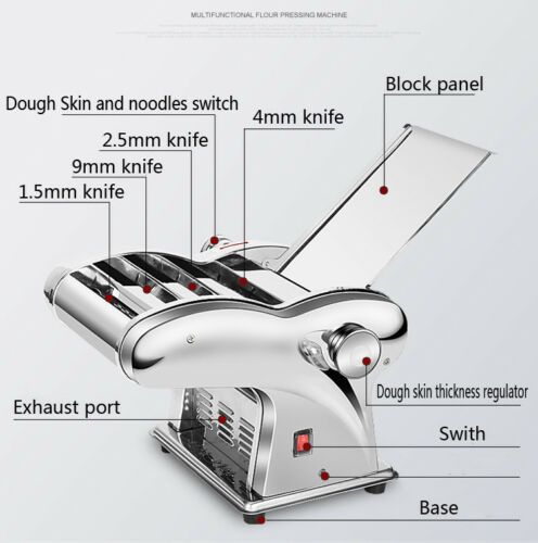 110V Pasta Maker Roller Machine Electric Dumpling Skin Noodle Machine (1 2 3 4 Knife)