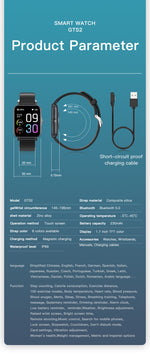 GTS2 1.69'' Waterproof Smart Watch Health monitor with 16 Sport Modes Music Control 45 Days Long Standby