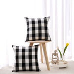 Black and White Buffalo Plaid Blackout Outdoor Curtains Set for Patio Waterproof with Series of Pillowcases & Tablecloth