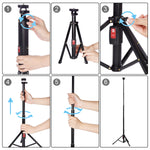 3 Colors LED Ring Light with Tripod Stand Phone Holder Remote Control Adjustable Height Multi USB Charging Cable