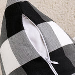 Black and White Buffalo Plaid Blackout Outdoor Curtains Set for Patio Waterproof with Series of Pillowcases & Tablecloth