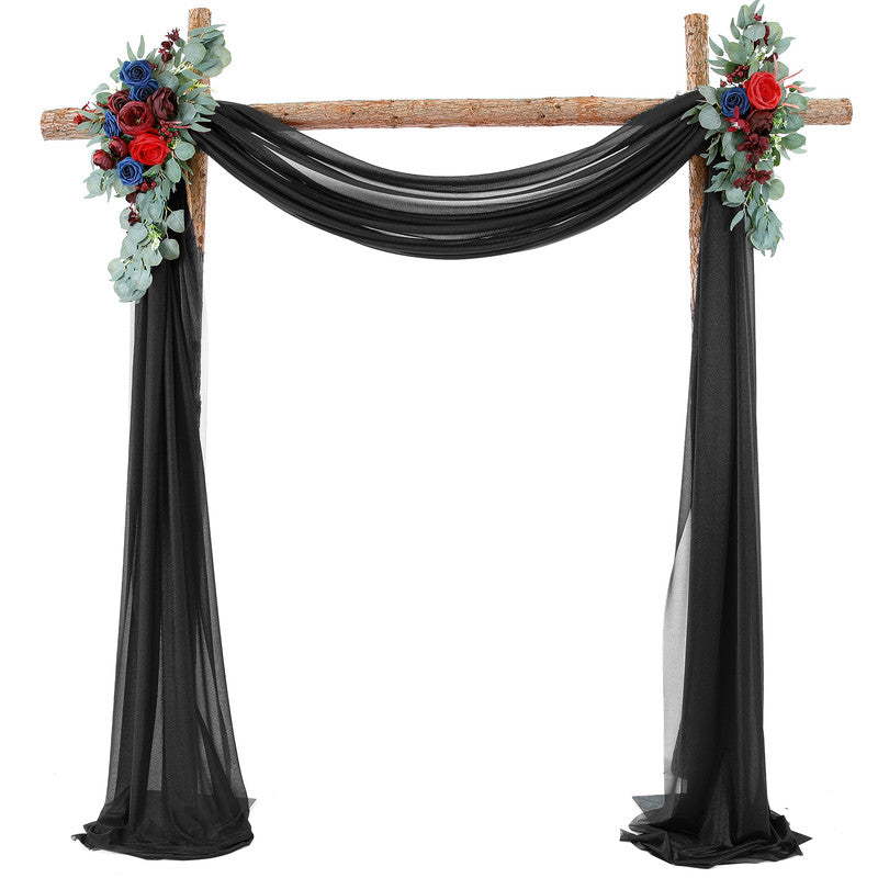 Wedding Arch Decoration Curtain with 2 Artificial Flower Garland