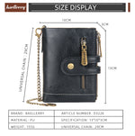 Men Leather Wallet with Double Anti-Theft Chain Double Zipper Coin Pocket Purse with ID Window, 4 Colors