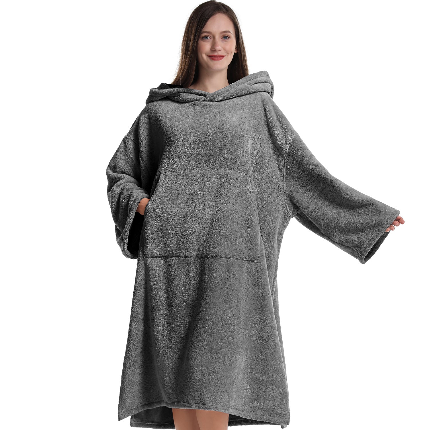 Quick-drying change bathrobe, long sleeve adult bathrobe, soft coral fleece bathrobe