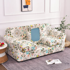 Printed Couch Covers for Three Seater Sofas - Floral Sofa Covers with Separate Pillow Shams, Stretch Sofa Slipcovers, Washable Furniture Protectors