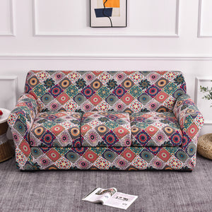 Printed Couch Covers for Three Seater Sofas - Floral Sofa Covers with Separate Pillow Shams, Stretch Sofa Slipcovers, Washable Furniture Protectors