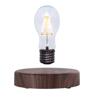 Magnetic Levitation Lamp Freely Floating and Spinning in the Air with Wooden Base and Light Bulb