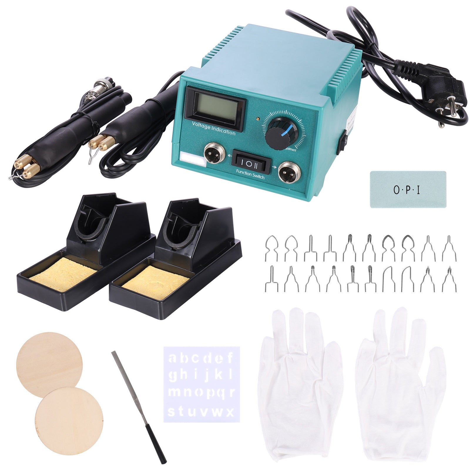 50W Professional Wood Burning Kit Burner Pyrography tool with 20 Wire Nibs Tips, Single Pen/Double pen, Digital display/pointer