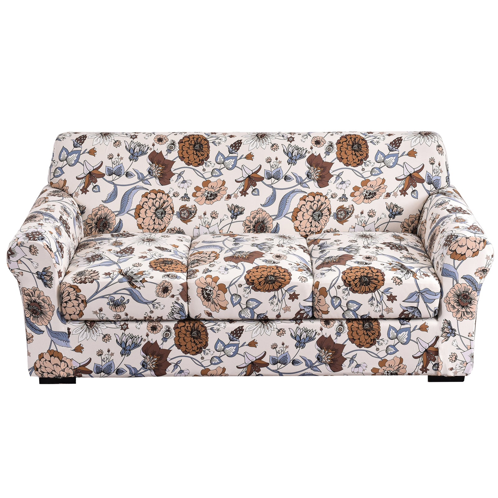 Printed Couch Covers for Three Seater Sofas - Floral Sofa Covers with Separate Pillow Shams, Stretch Sofa Slipcovers, Washable Furniture Protectors