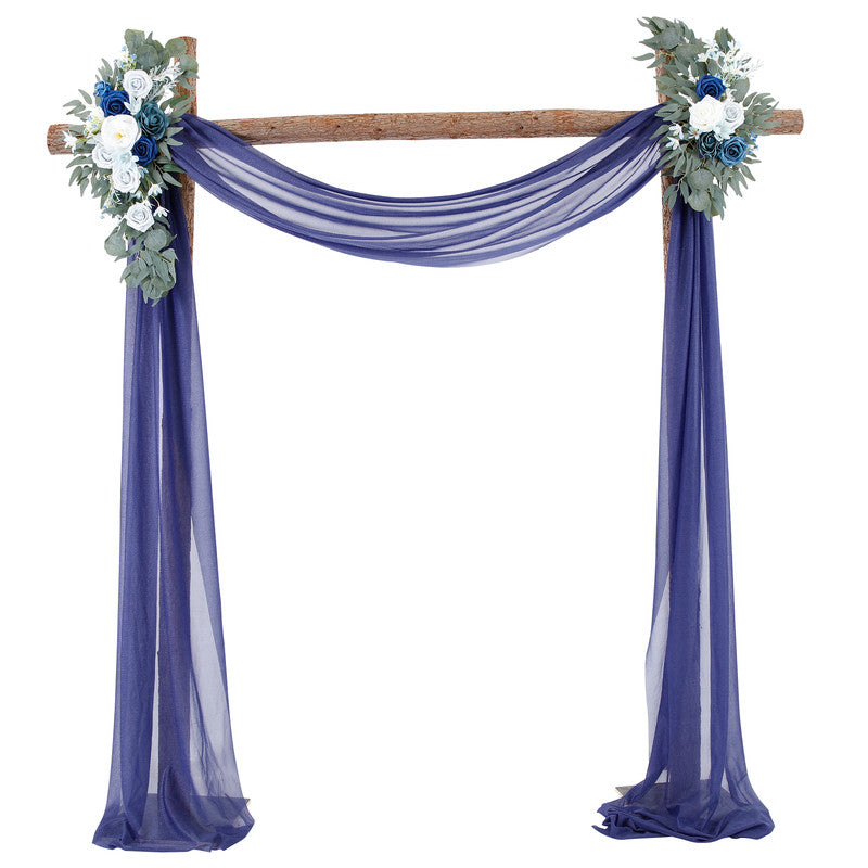 Wedding Arch Decoration Curtain with 2 Artificial Flower Garland