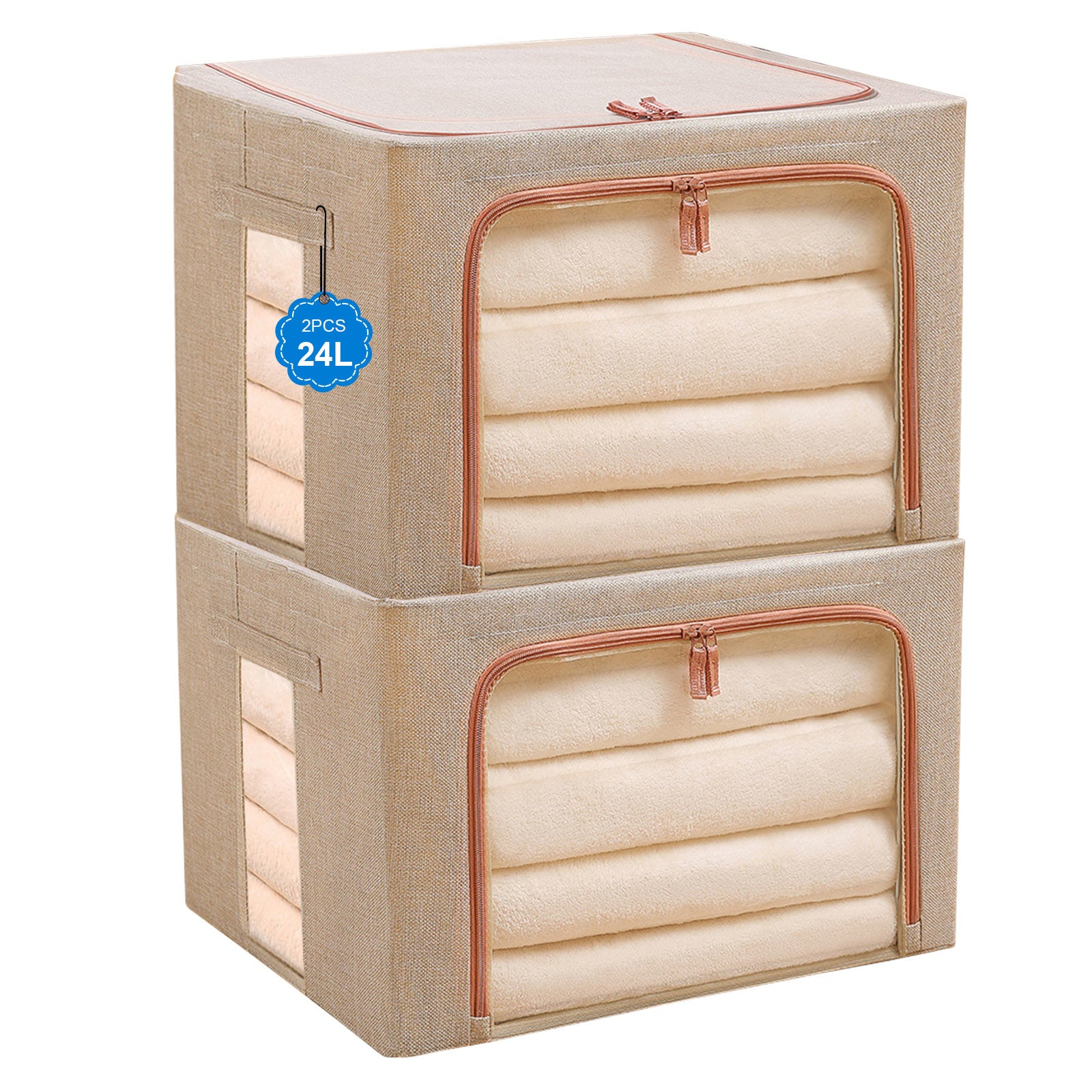 2Pack Clothes Storage Bags Large Capacity Foldable Organizer Dust-Proof and Moisture-Proof for Comforters Blankets Bedding, 24/66L