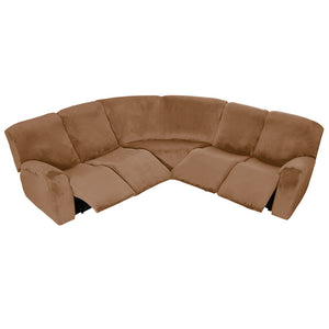 5 Seater Recliner Sofa Cover Velvet L Shape Stretch Reclining Sectional Couch Covers Anti-slip Cushion Sofa Covers