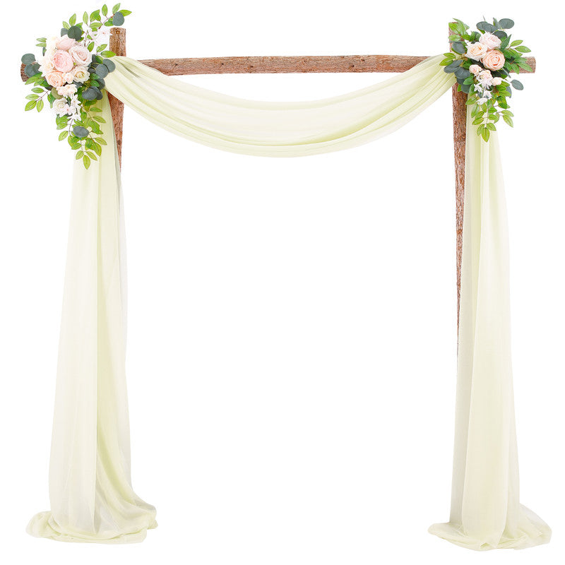 Wedding Arch Decoration Curtain with 2 Artificial Flower Garland