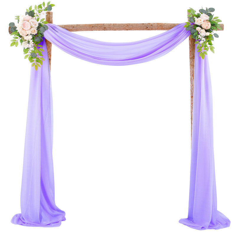 Wedding Arch Decoration Curtain with 2 Artificial Flower Garland