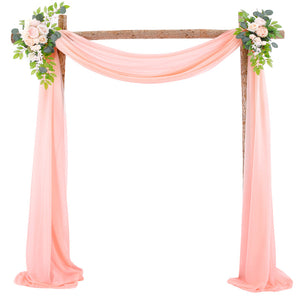 Wedding Arch Decoration Curtain with 2 Artificial Flower Garland