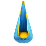 Kids Pod Swing Seat 100% Cotton Hammock Pod Chair with Pocket 360-Degree Rotating Suspension Plate for Outdoor Indoor