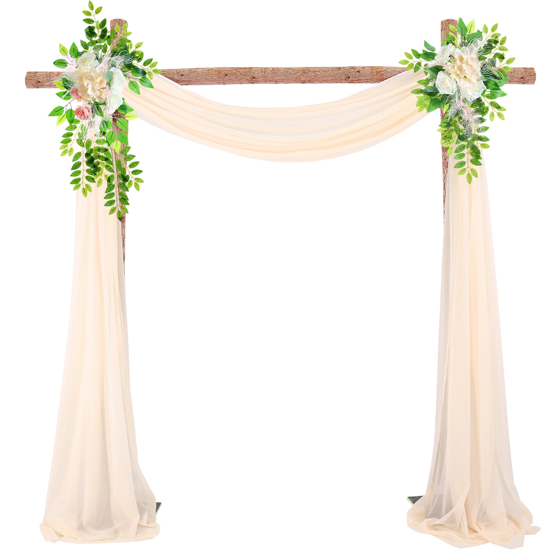 Wedding Arch Decoration Curtain with 2 Artificial Flower Garland