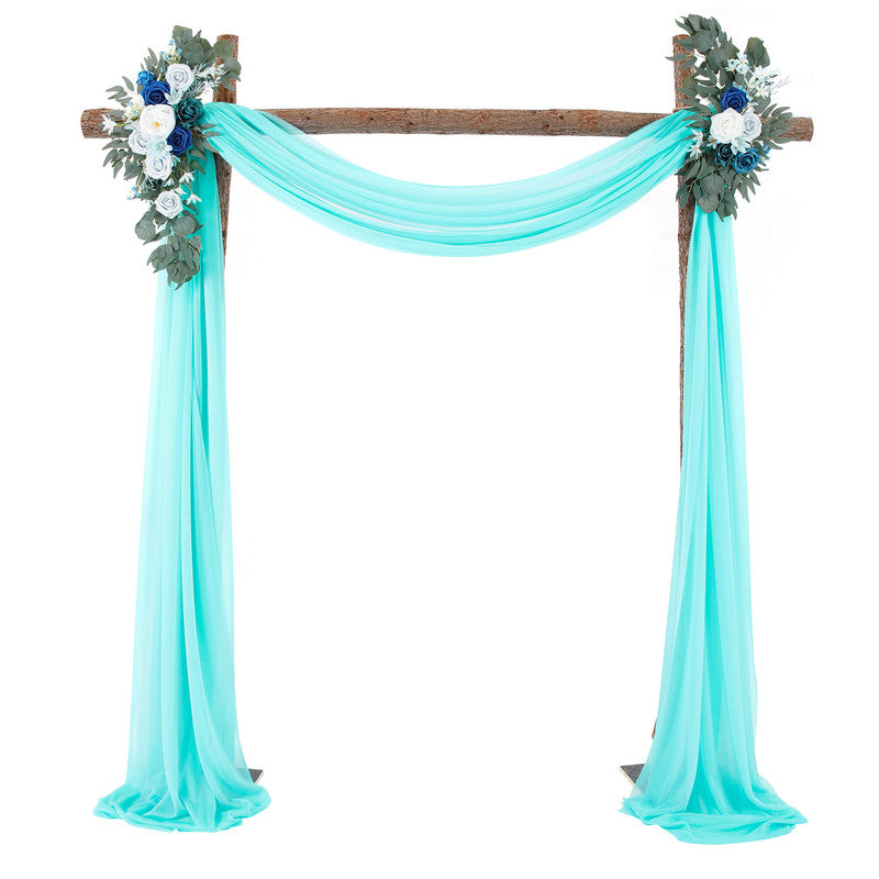 Wedding Arch Decoration Curtain with 2 Artificial Flower Garland