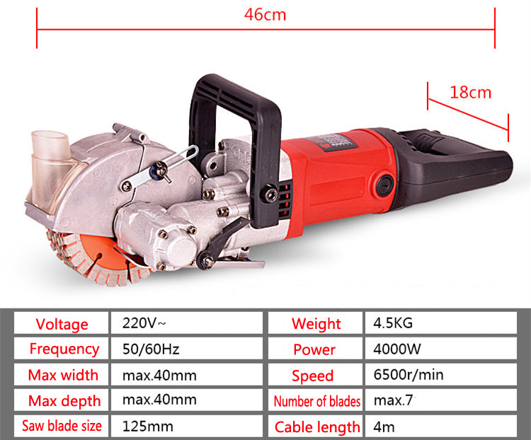 4000W Wall Chaser Electric Brick Wall Chaser Concrete Cutter Notcher Groover