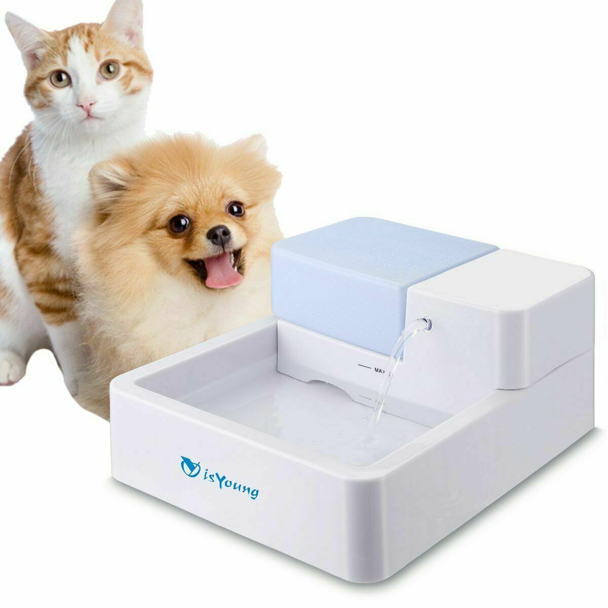 1.8L LED + UV Sterilization Automatic Pet Water Fountain 12V Pet Water Dispenser Drinking Filter Bowl for Dogs Cats