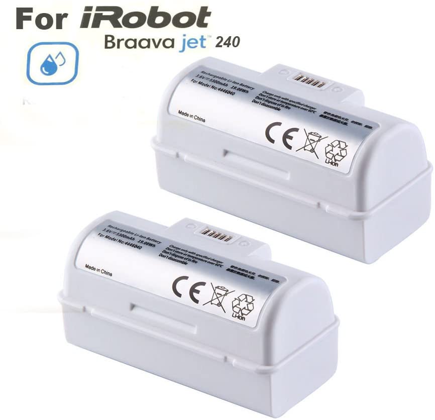 2 PACK High Capacity 3.7V 5300mAh Replacement Li-ion Battery Compatible with iRobot Braava Jet 240 241 244