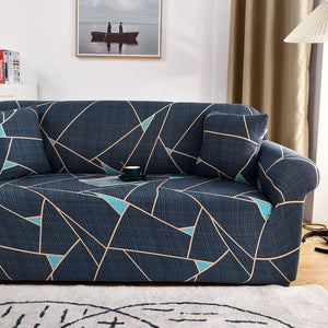 Printed Couch Cover Three Seater Sofa Cover - Floral Pattern Sofa Cover Three Pillow Shams Washable Furniture Protector