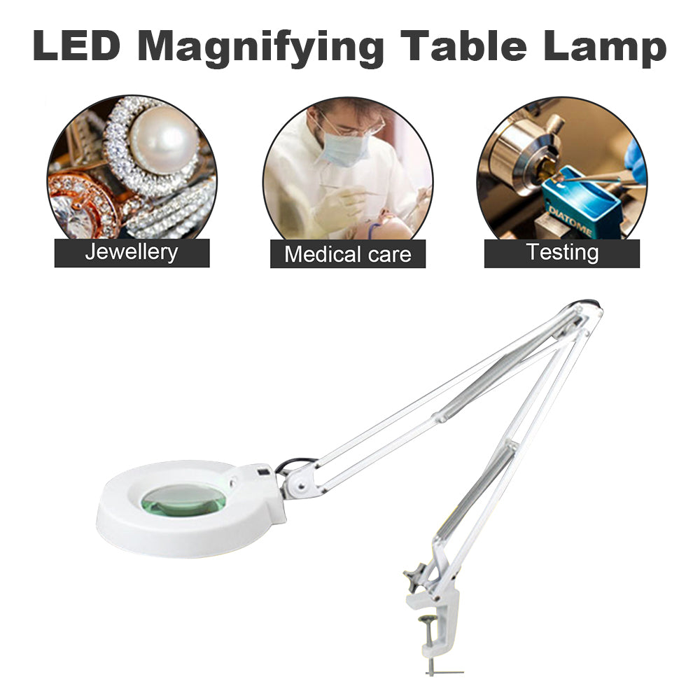 10/15/20X Clip-on Magnifying Glass with Light and Stand, Adjustable Swivel Arm Magnifier Maintenance Tool