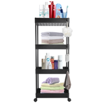 (Black) 4 Tier Rolling Storage Organizer Mobile Utility Cart