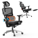 （Pro version）Ergonomic office chair with footrest, High back desk chair with unique adjustable lumbar support, office chair with 4D armrest